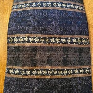 Alexander Lloyd Mens Silk Geometric Necktie Tie 65” Navy Brown